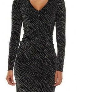 Jennifer Lopez Black Zebra Long Sleeve Dress